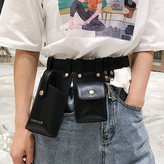 Women Leather Belt Bag High Capacity Waist Pack Waterproof