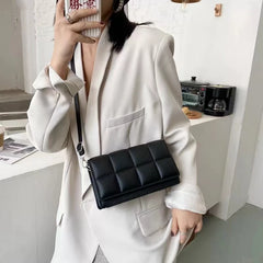 Women Small Lingge Solid Shoulder Handbags Female Travel Leather Crossbody Bag