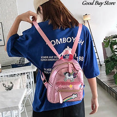 Women Unicorn Laser Backpack Sequins Mochilas