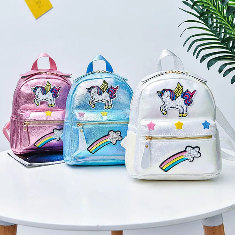 Women Unicorn Laser Backpack Sequins Mochilas