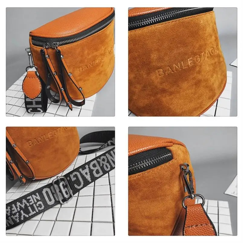 Women Bucket Bag Crossbody Bag Wide Shoulder Strap Sac A Main