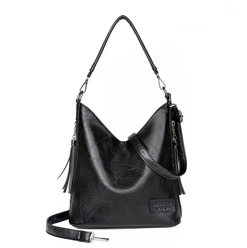 Vintage Soft Leather Bucket Bag for Women Shoulder Cross Body Handbag