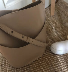 Women Bucket Bag Shoulder Crossbody Large Capacity PU Leather Handbag