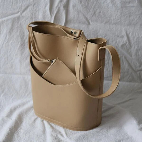 Women Bucket Bag Shoulder Crossbody Large Capacity PU Leather Handbag