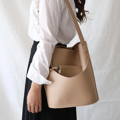 Women Bucket Bag Shoulder Crossbody Large Capacity PU Leather Handbag