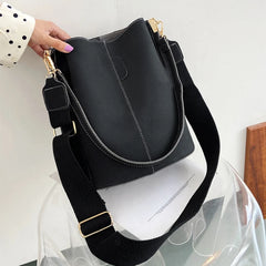 Women Bucket Bag PU Leather Shoulder Bag Large Capacity Lady Crossbody Bags