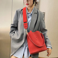 Women Bucket Bag PU Leather Shoulder Bag Large Capacity Lady Crossbody Bags