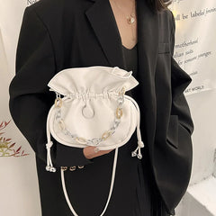 Women Bucket Bag Pu Leather Handbag Drawstring Lady Shoulder Messenger Bags