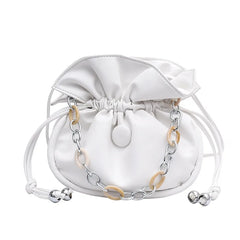 Women Bucket Bag Pu Leather Handbag Drawstring Lady Shoulder Messenger Bags