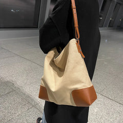 Canvas Bucket Shoulder Bag Crossbody Tote Large Capacity Handbag