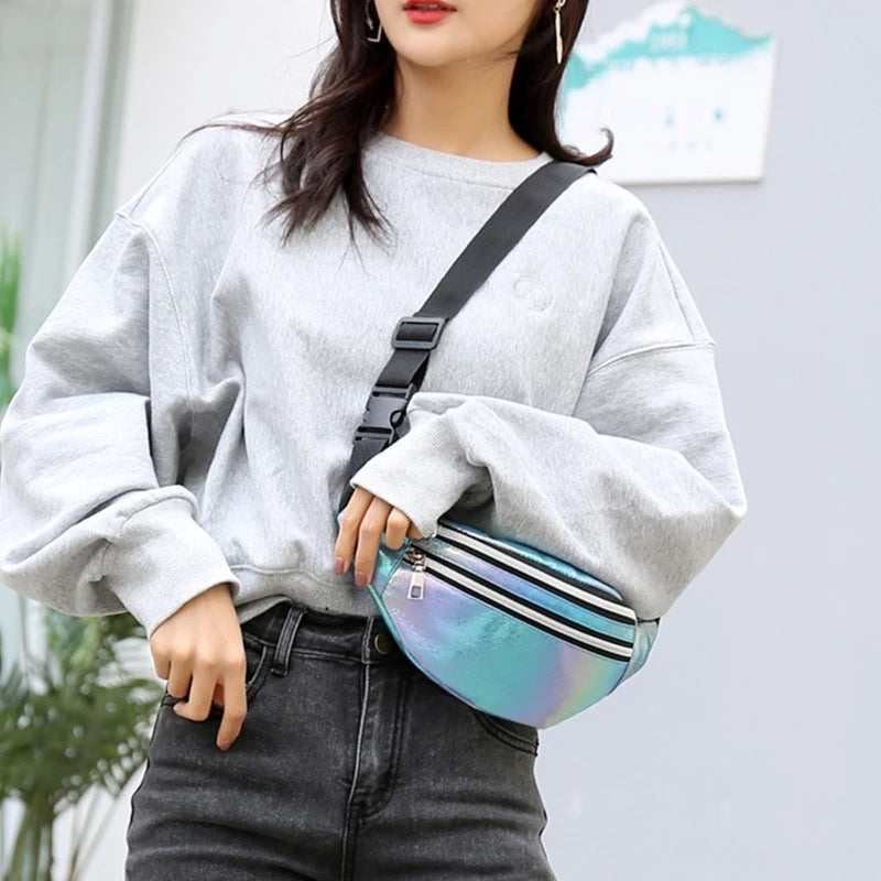 Women Bum Bag Belt Holographic Fanny Pack Waist Packs Phone Pouch