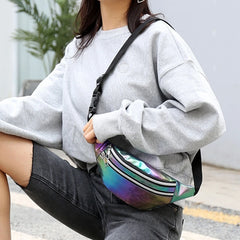 Women Holographic Fanny Pack Waist Bag for Travel
