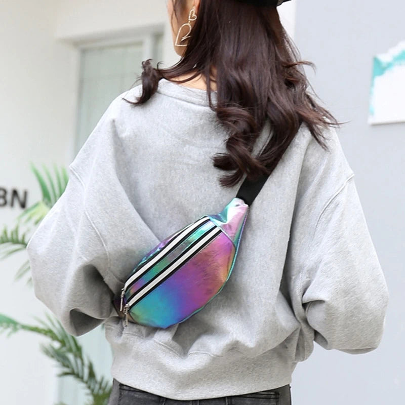 Women Bum Bag Belt Holographic Fanny Pack Waist Packs Phone Pouch