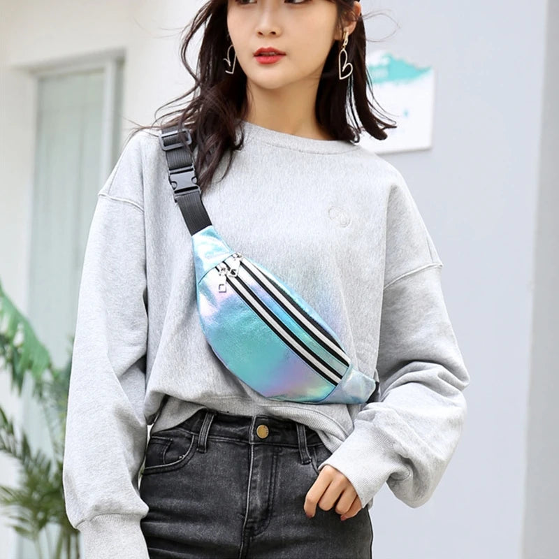 Women Holographic Bum Bag Waist Pack Shoulder Phone Pouch