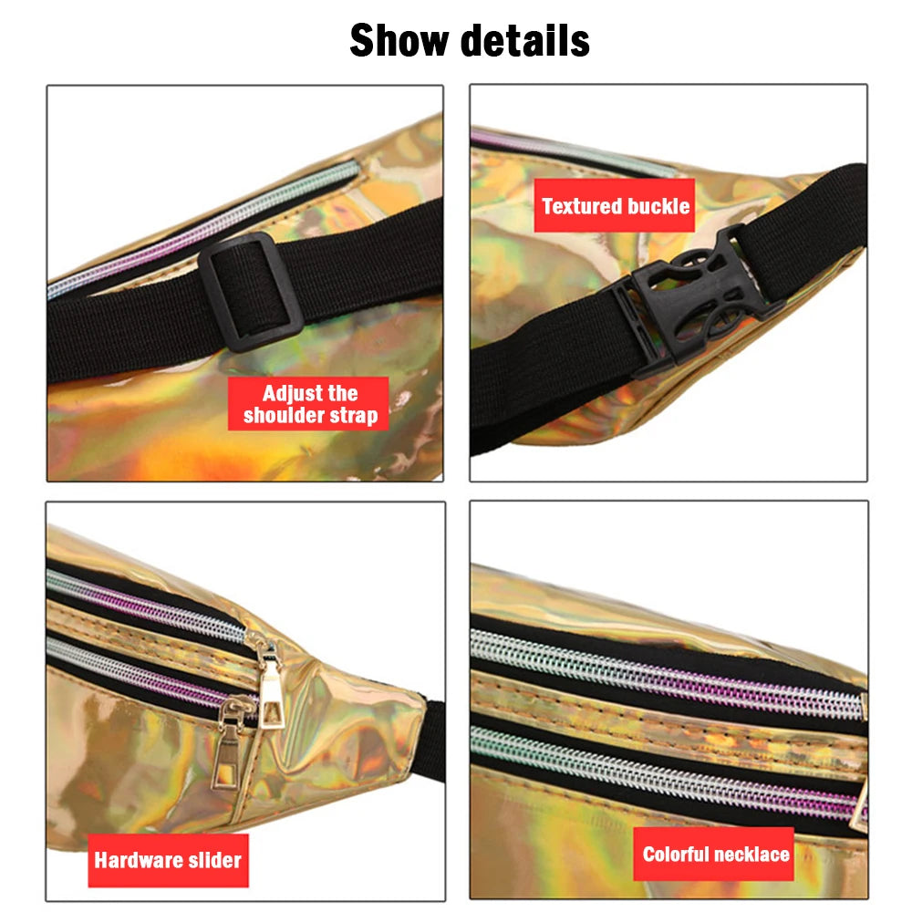Women Laser Belt Bag Holographic Fanny Pack Waist Bag