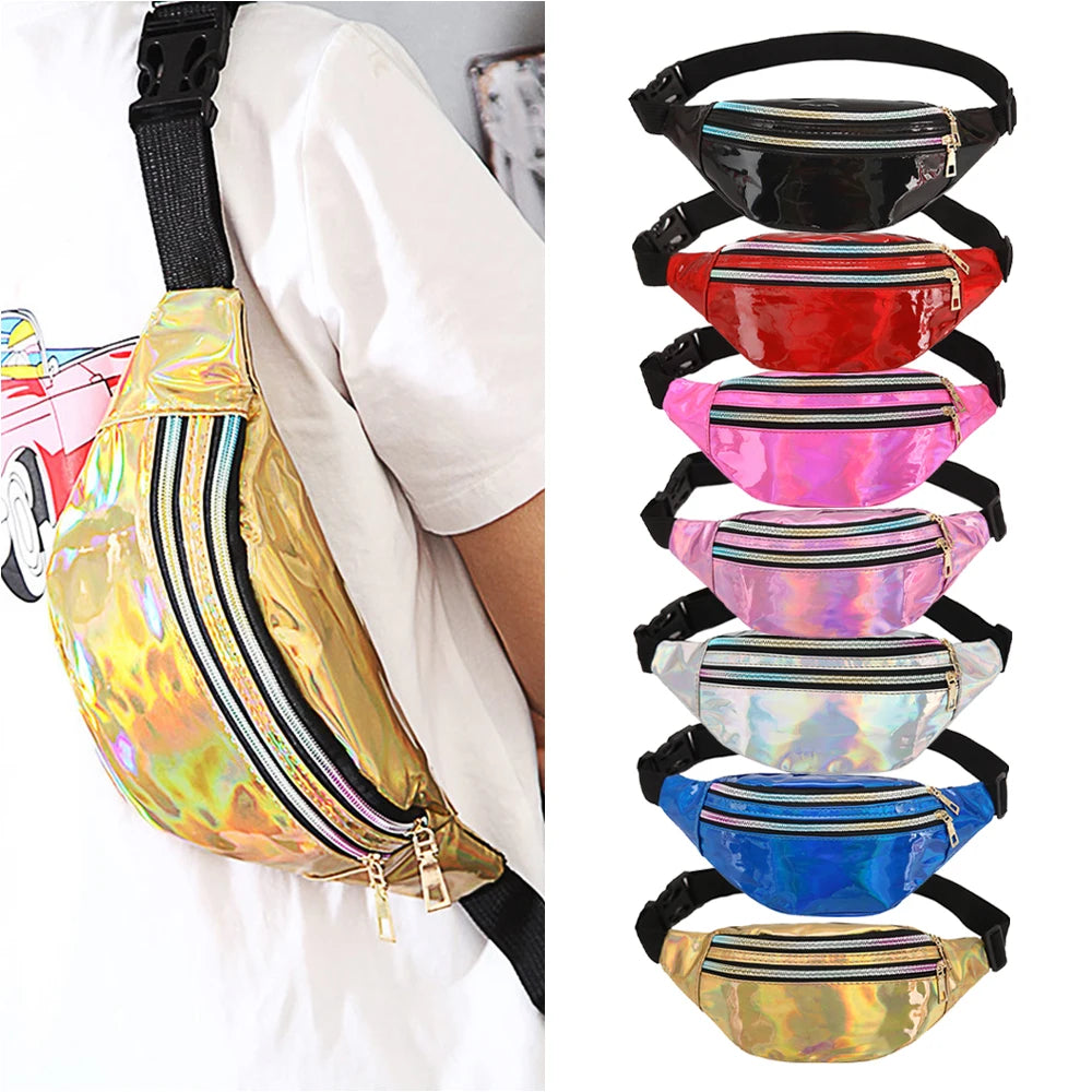 Women Laser Belt Bag Holographic Fanny Pack Waist Bag