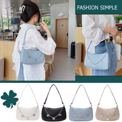 Women Butterfly Chain Shoulder Bag PU Leather Zipper Shopping Purse