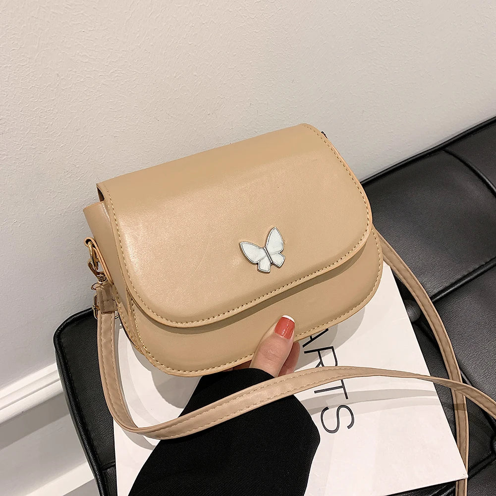 Women Butterfly Leather Shoulder Bags Flap Small Handbag Lady Messenger Satchel