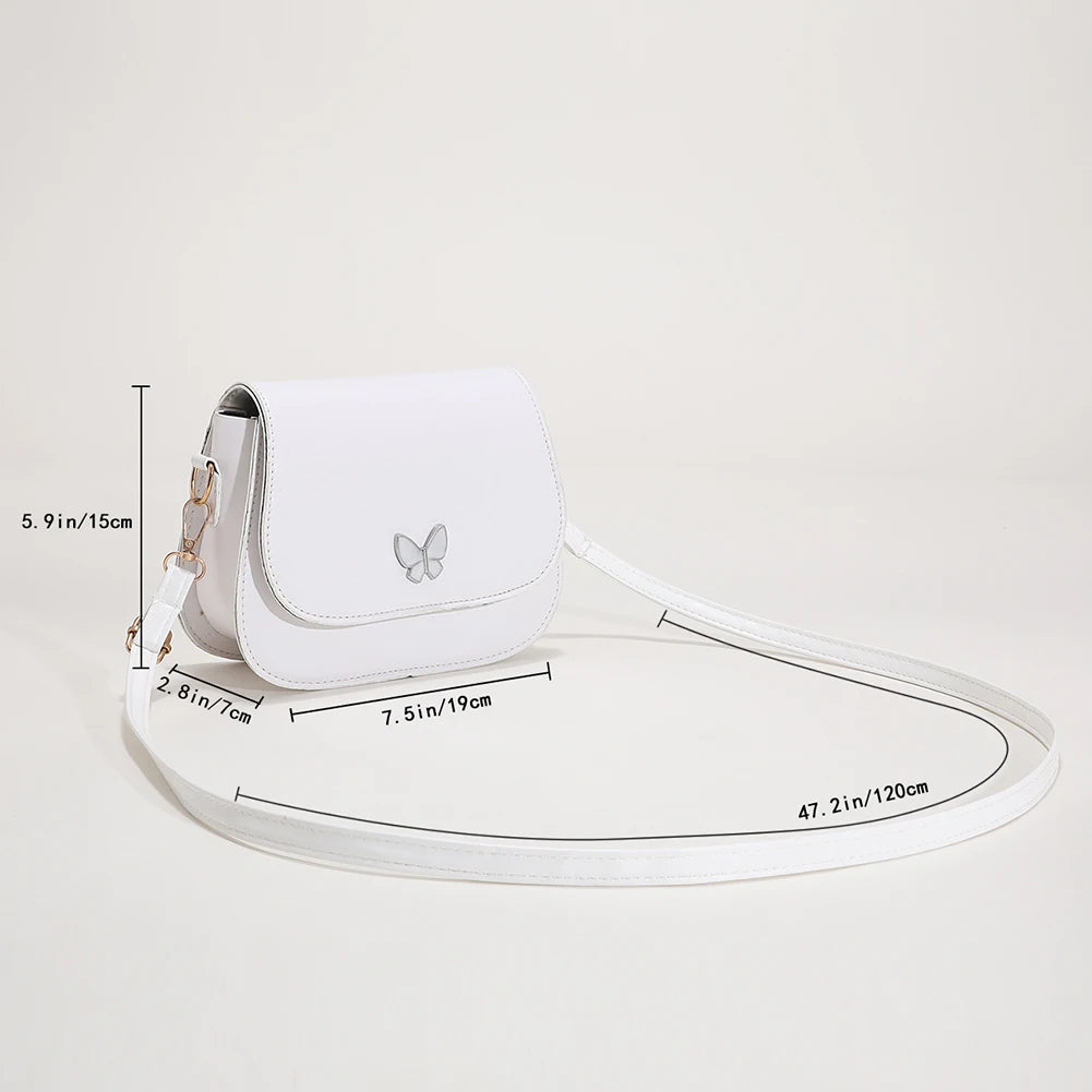 Women Butterfly Leather Shoulder Bags Flap Small Handbag Lady Messenger Satchel