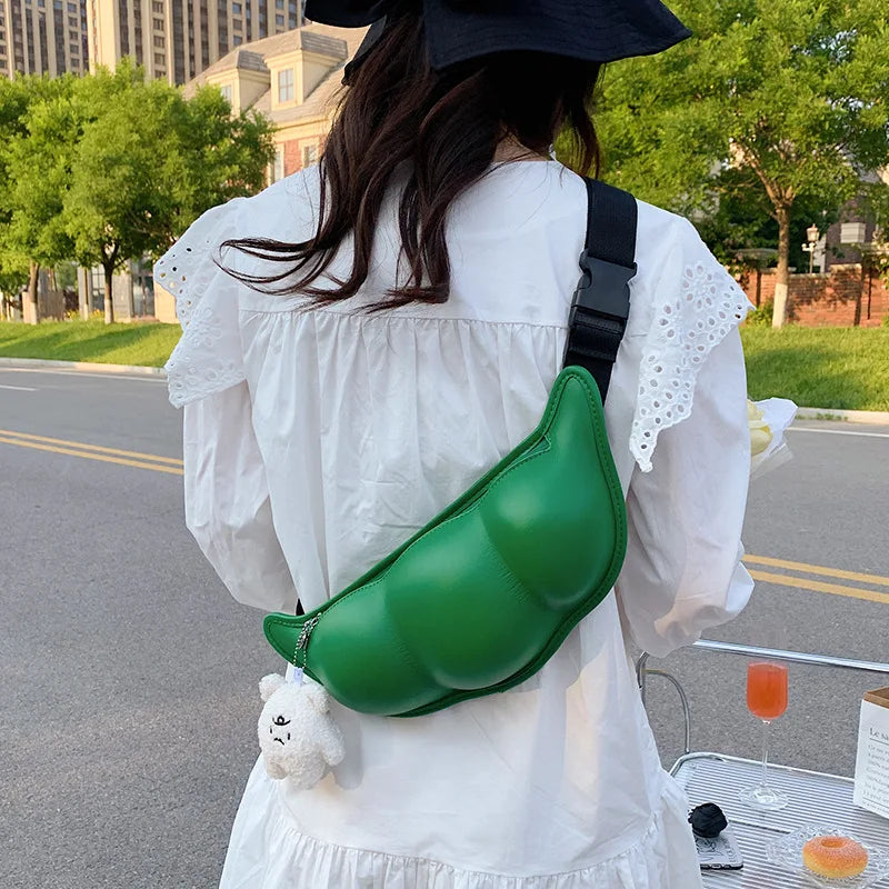 Women Candy Pea Shoulder Bag Edamame Chest Bag Girl