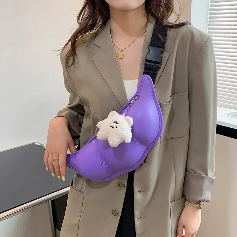 Women Candy Pea Shoulder Bag Edamame Chest Bag Girl