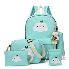 Women Canvas 5Pcs/set School Backpacks College Schoolbag for Teenager Girls