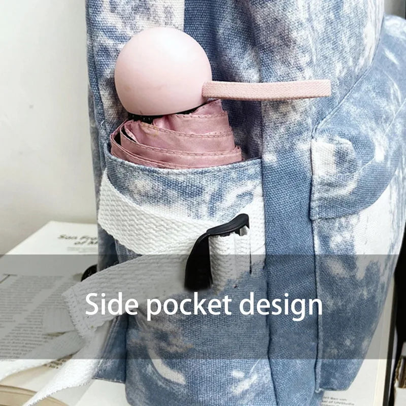 Women Canvas Backpack Tie Dye Shoulder Bag