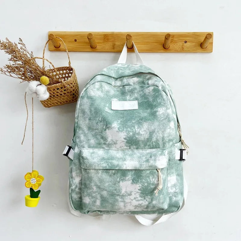 Women Canvas Backpack Tie Dye Shoulder Bag