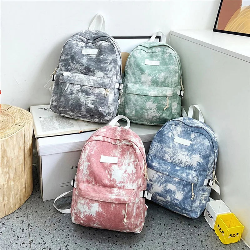 Women Canvas Backpack Tie Dye Shoulder Bag