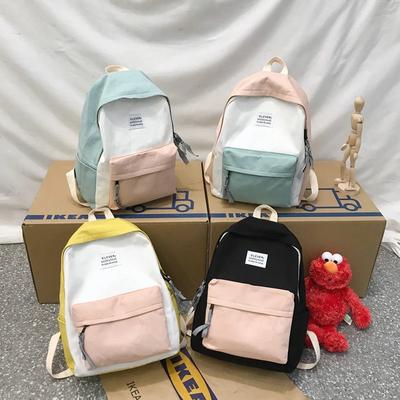 Women Canvas Backpack Shoulder Bag School Bag for Teenage Girl