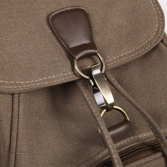 Vintage Canvas Backpack for Women Drawstring School Laptop Bag