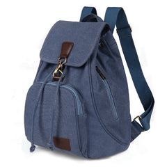 Vintage Canvas Backpack for Women Drawstring School Laptop Bag