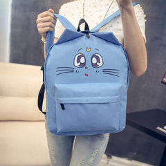 Women Canvas Backpacks Cat Eyes Animal Printing School Bags For Teenagers
