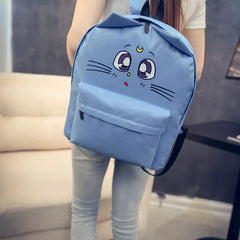 Women Canvas Backpacks Cat Eyes Animal Printing School Bags For Teenagers