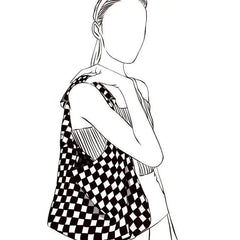 Women Canvas Shoulder Bag Plaid Zipper Handbag Purse Girls Bag