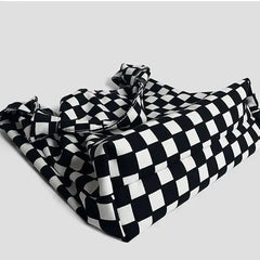 Women Canvas Shoulder Bag Plaid Zipper Handbag Purse Girls Bag