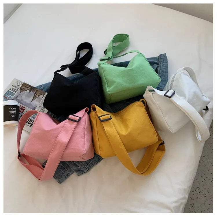 Women Canvas Bag Adjustable Shoulder Shopping Crossbody Bag