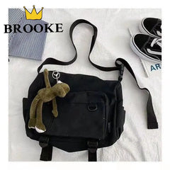 Canvas Messenger Bag Women High Capacity Student Bag Travel Bag