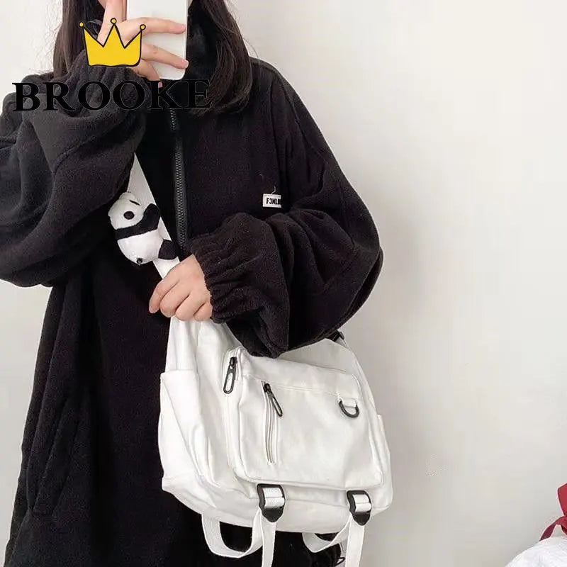 Canvas Messenger Bag Women High Capacity Student Bag Travel Bag