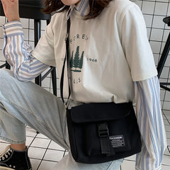 Women Canvas Messenger Bag Solid High Capacity Shoulder Bag