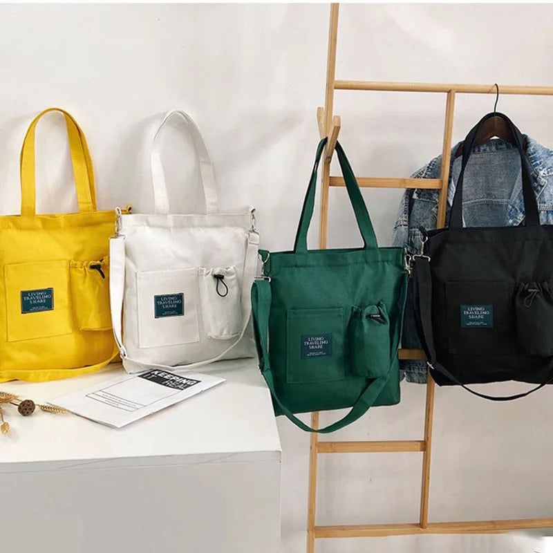 Eco-Friendly Canvas Shoulder Bag Large Reusable Shopper Tote