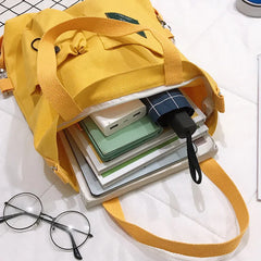 Women Canvas Bag Zipper Shoulder Bag Large Capacity Tote Eco Shopping Bags