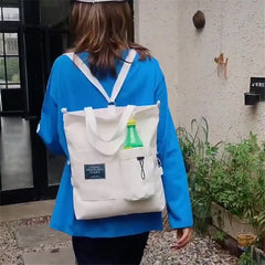 Women Canvas Bag Zipper Shoulder Bag Large Capacity Tote Eco Shopping Bags