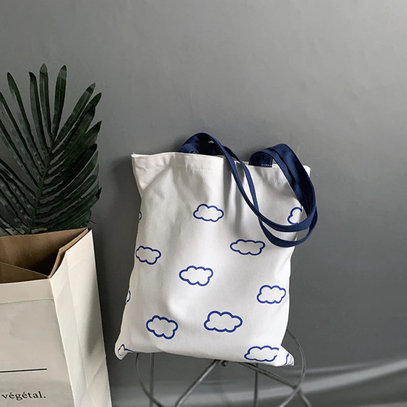 Clouds Printing Tote Shopping Bag for Girls Ladies