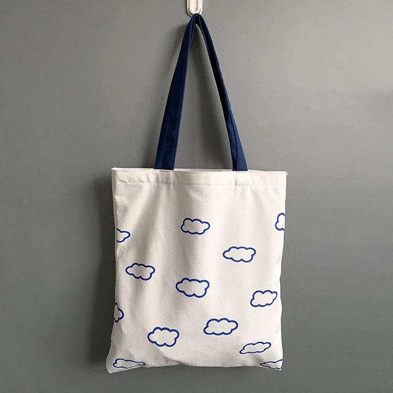 Clouds Printing Tote Shopping Bag for Girls Ladies