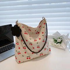Women Canvas Bucket Bag Large Capacity Casual Shoulder Bag for Girls