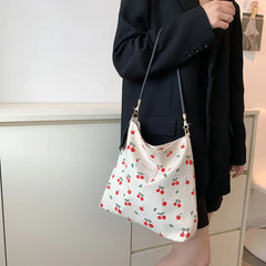 Women Canvas Bucket Bag Large Capacity Casual Shoulder Bag for Girls