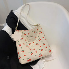Women Canvas Bucket Bag Large Capacity Casual Shoulder Bag for Girls