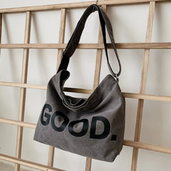 Women Canvas Shoulder Bag Large Capacity Shopping Handbag Soft Casual School