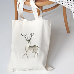 Deer Graphic Canvas Shoulder Bag Eco Tote Large-capacity